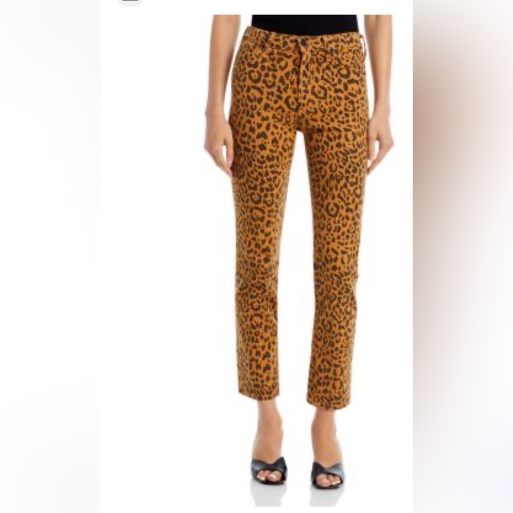 MOTHER High Rise Rider Ankle Straight Leg Leopard Print Jeans 26